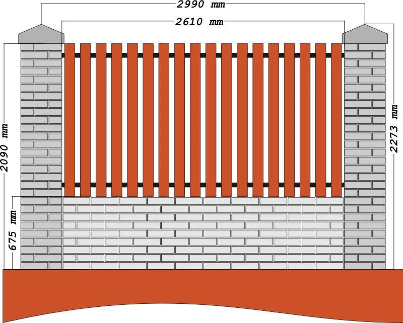 Сколько кирпича на столб. Кирпичный забор. Ширина кирпичного забора. Забор из кирпича Размеры. Забор из кирпича чертеж.