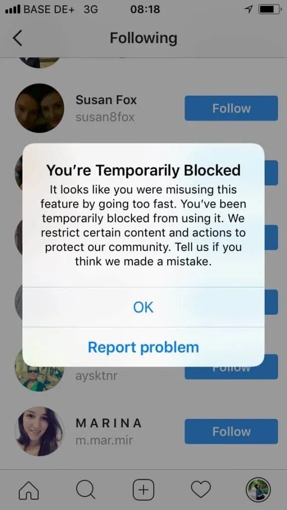 Temporary blocking