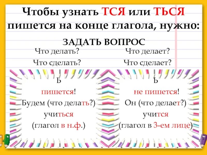 Мягкий знак перед ся в глаголах. Тся и ться в глаголах. Возвратные глаголы тся и ться. Правописание тся и ться в глаголах. Правописание тся и ться в возвратных глаголах.