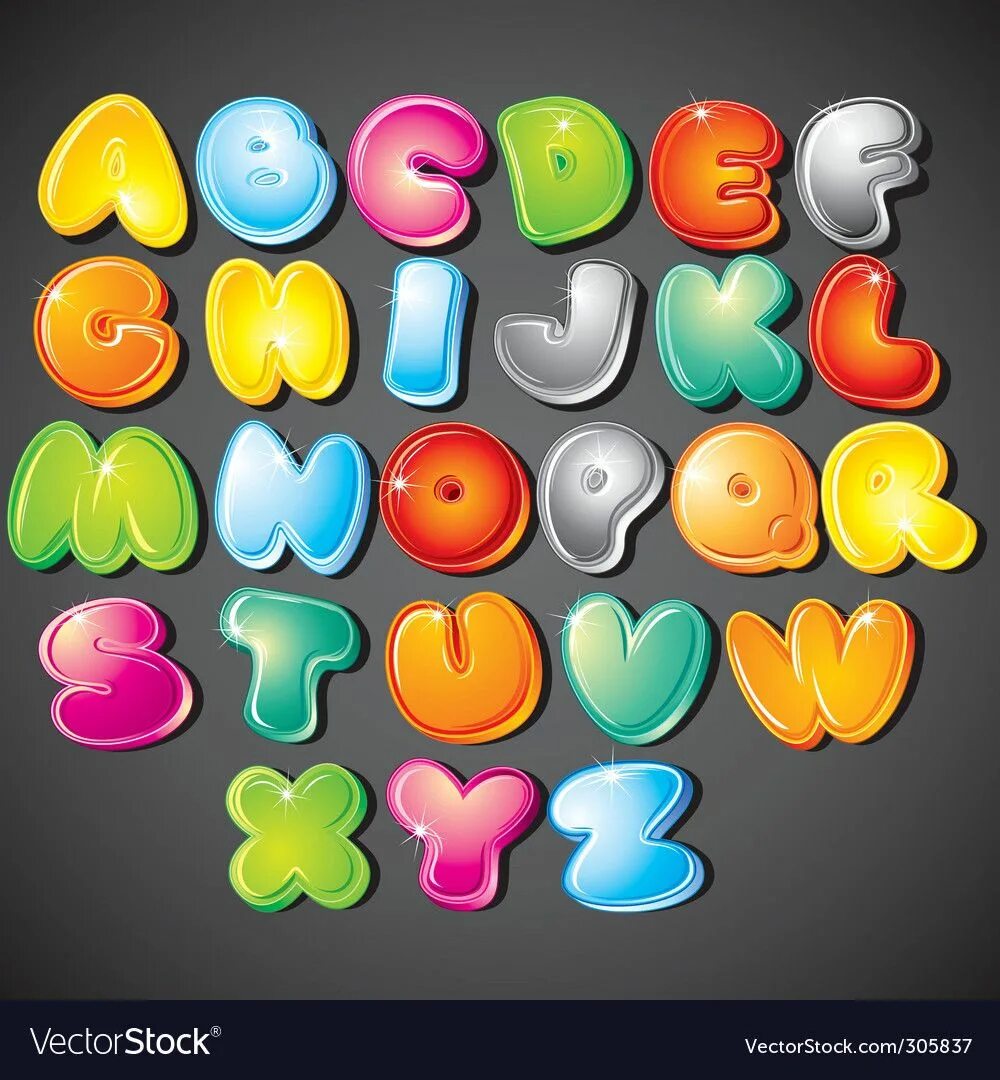 Шрифт мультяшный объемный. Мультяшные буквы алфавита. Цветной шрифт. Красивые круглые буквы. Детские шрифты.