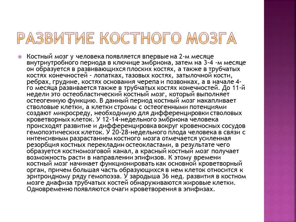 Развитие костного мозга. Источник развития костного мозга. Возрастные изменения костного мозга. Костный мозг собаке