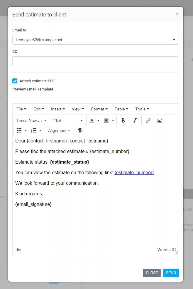 Send and close. How to send an invoice. to send.
