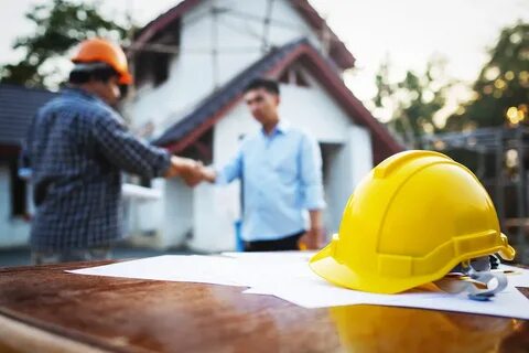 Workers and crane