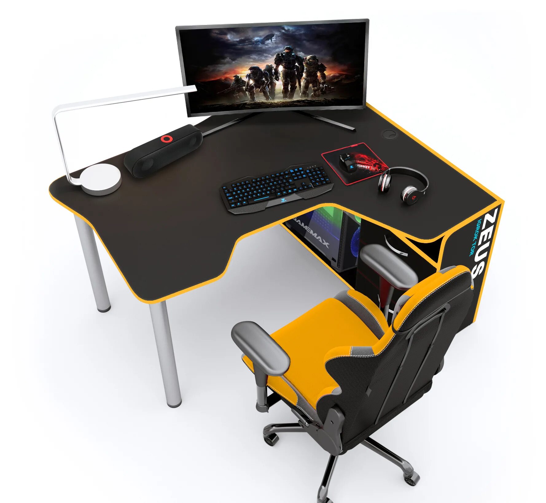 Игровой компьютерный стол днс. Компьютерный стол zeus igrok. геймерский игровой стол viking-1s, 160х85 черный/белый (zeus.