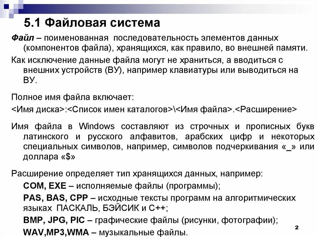 Поименованная область внешней памяти. Файловая система. Элементы файловой системы. Основные компоненты файловой системы. Элементы файловой структуры.