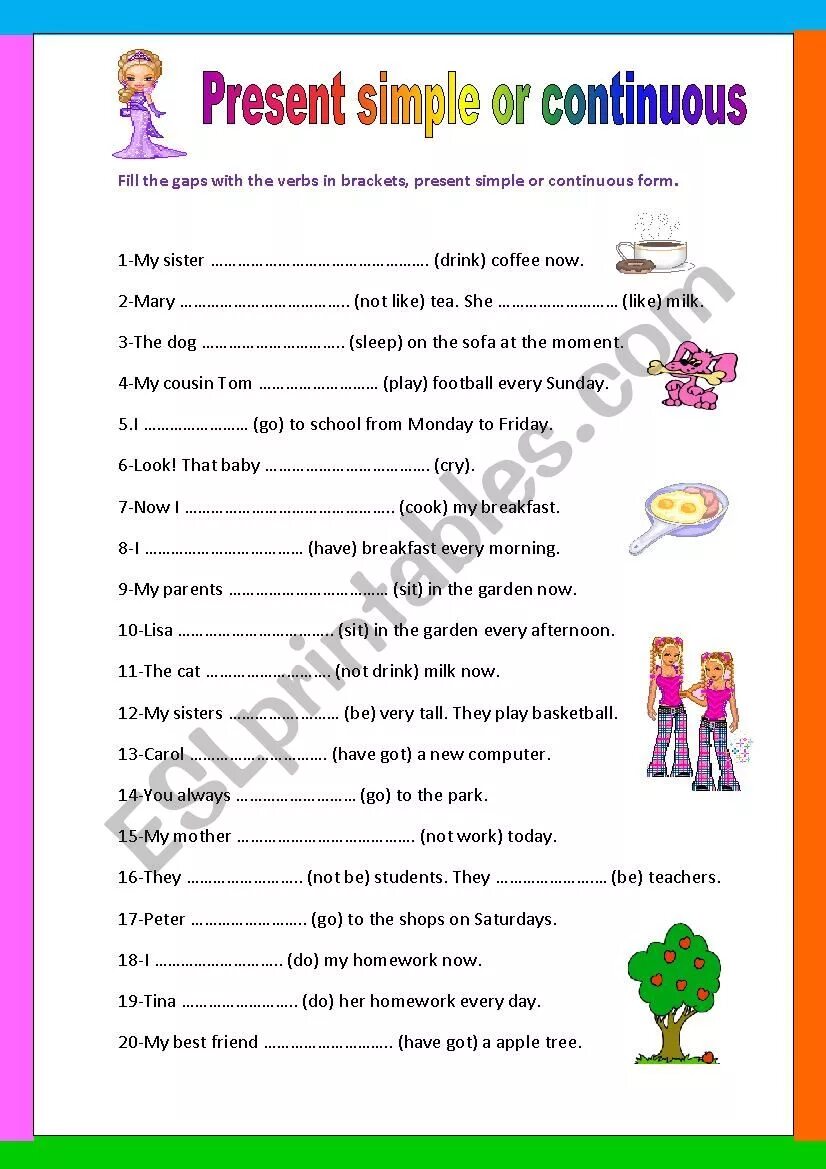 Present simple present Continuous Worksheets 5 класс. Present simple present Continuous упражнения Worksheets. Present Continuous задания. Present simple vs present Continuous упражнения. Present continuous worksheets 3