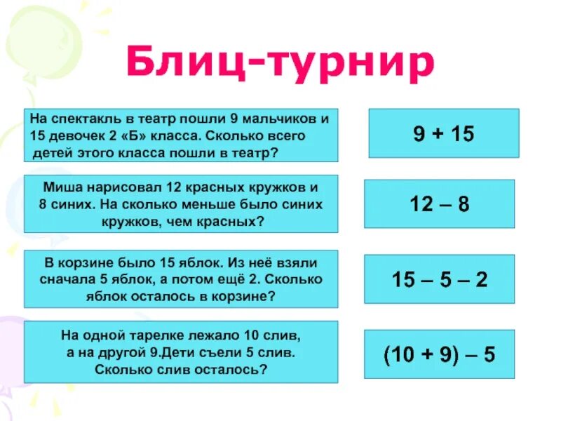 Блиц турниры 4 класс