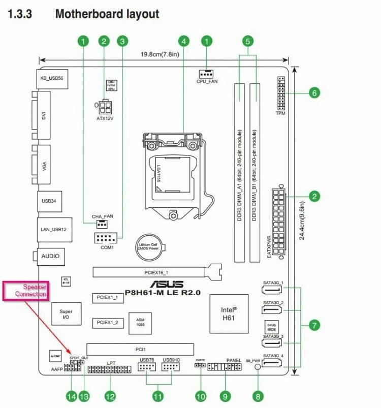 Плата asus p8h61 mx