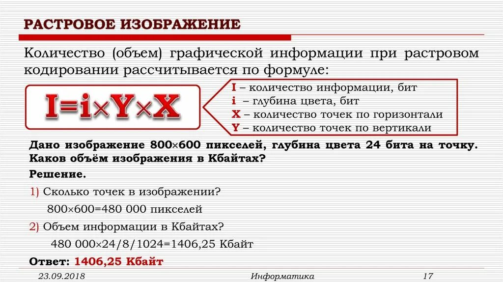 Информационный объем графического изображения. Объем графической информации.