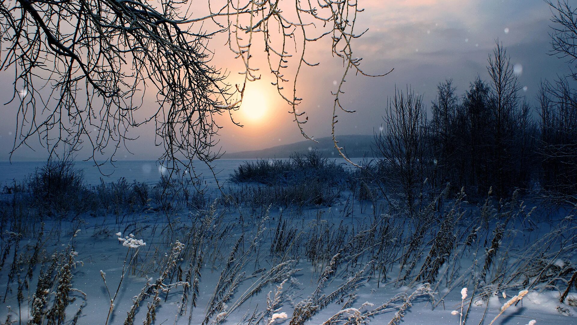 Зимний вечер. Холодный пейзаж. Зимний вечер пейзаж. Полный месяц февраля