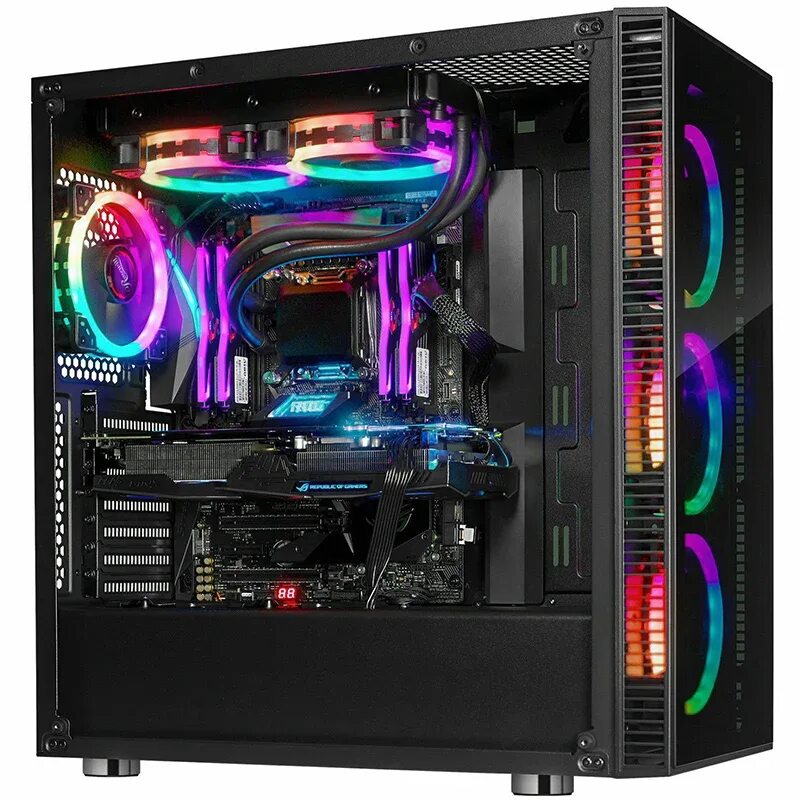 Игровой корпус Rosewill Prism s500. ПК С РГБ вентиляторами. РГБ корпус для ПК. РГБ сборка ПК. Недорогие игровые сборки