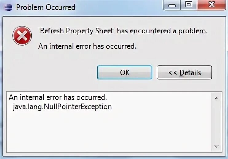 An internal error has. An Internal occurred ошибка. Winapi property Sheet.