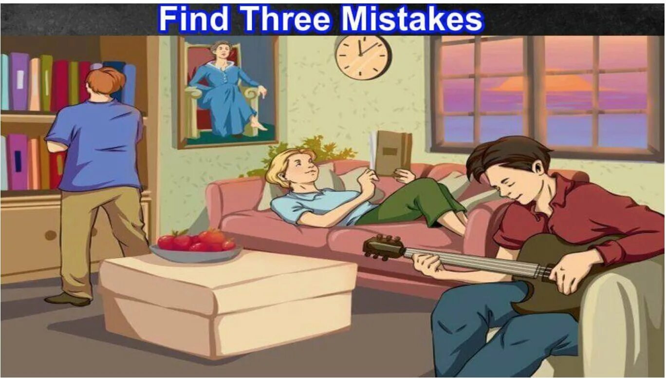 Find mistakes in the picture. Spot mistakes in the pictures. Find wrong in the picture. Can you find the mistake. Find 5 mistakes