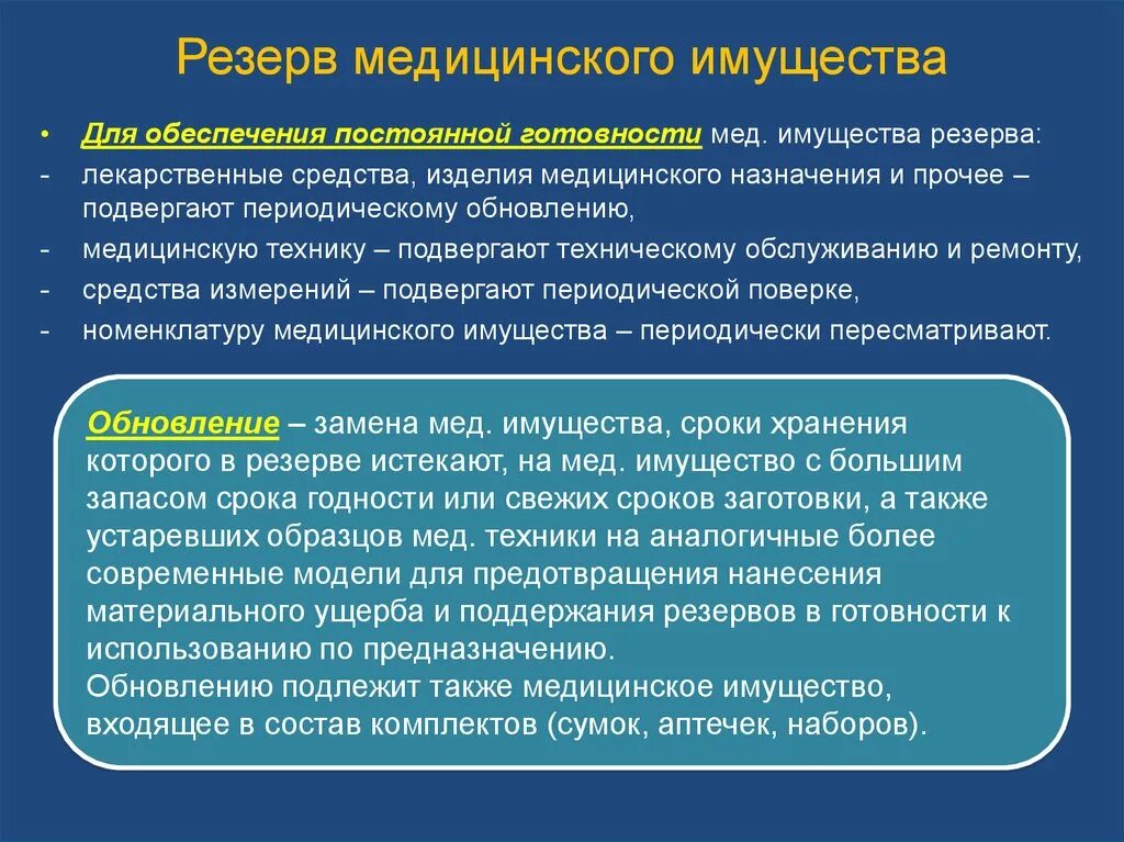 Использование резервов организации. Резерв медицинского имущества. Виды имущества мед снабжения. Санитарно хозяйственное имущество. Запасы медицинского имущества.