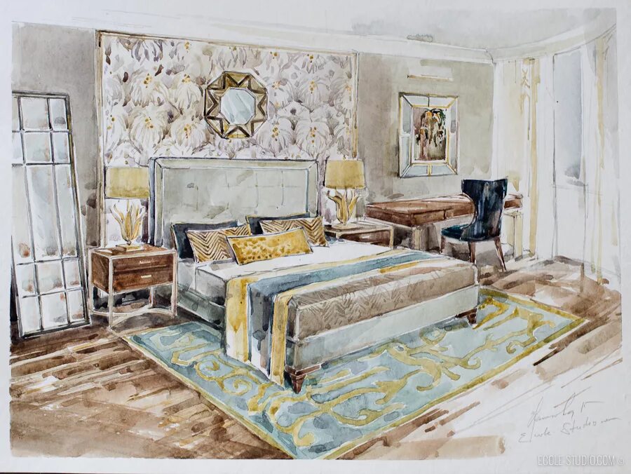 Зарисовки интерьера. Акварель в современном интерьере. Живопись в интерьере. Современная живопись в интерьере. Интерьер акварелью.