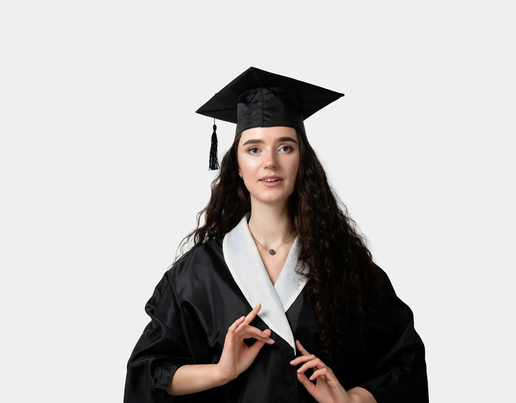 I finished university. Woman in Black Graduation Gown..