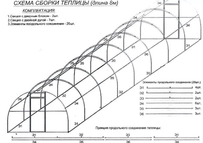 Сборка арочной теплицы. Чертёж теплицы из профильной трубы 3х6м капелька. Теплица из профильной трубы чертеж 3х8. Чертеж теплицы 3 на 4. Схема собирания теплицы.