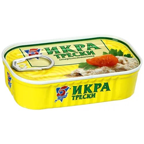 Тресковая икра. Икра 5 морей трески 160г стерилизованная.