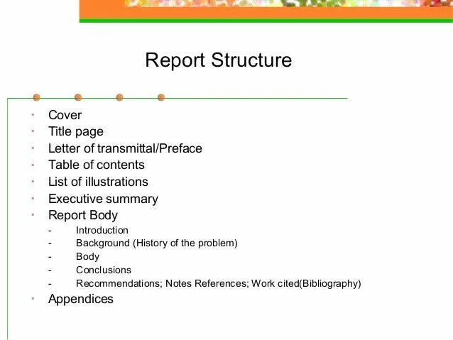 Report структура. Research Report structure. Title list. Report title Page.