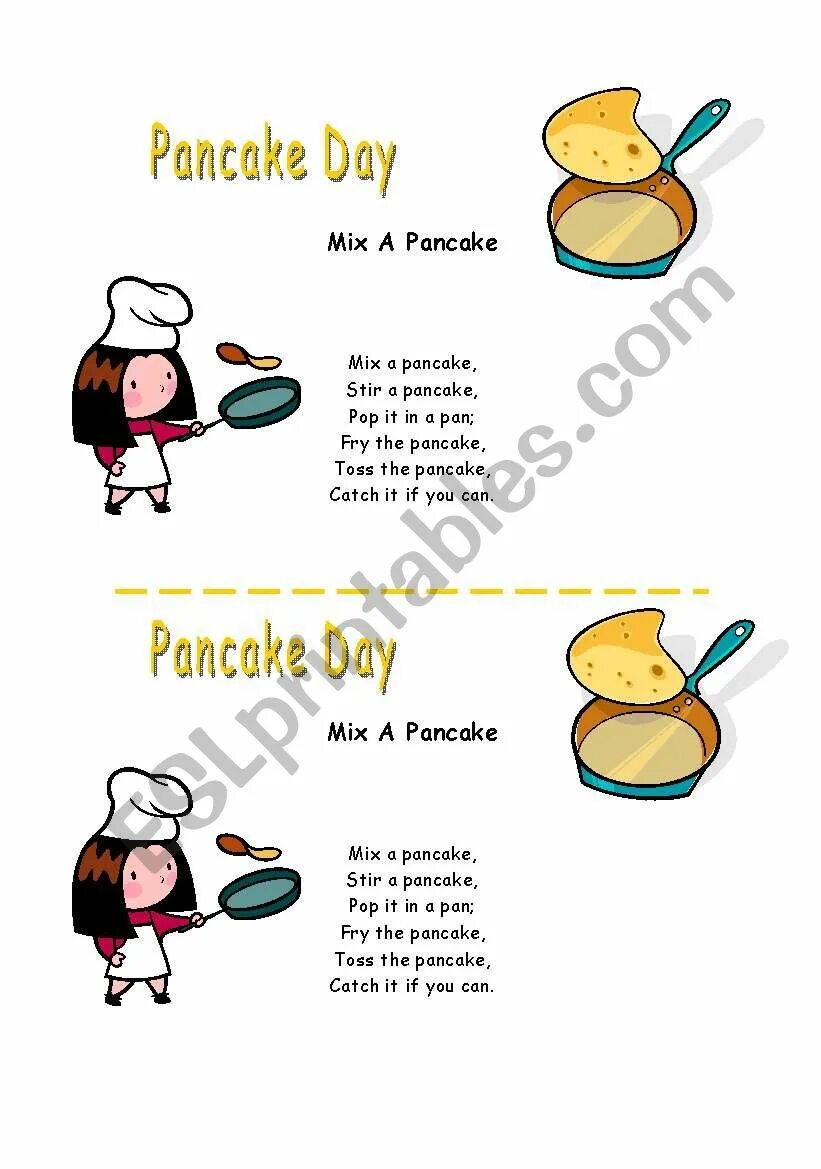 Pancakes worksheets for kids