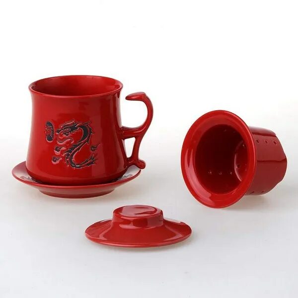 кружка заварочная с блюдцем "дракон". чашки для чая детские. кружка заварочная с блюдцем дракон объем 360 мл. чашка с блюдцем дракон. красный заварник и кружки.