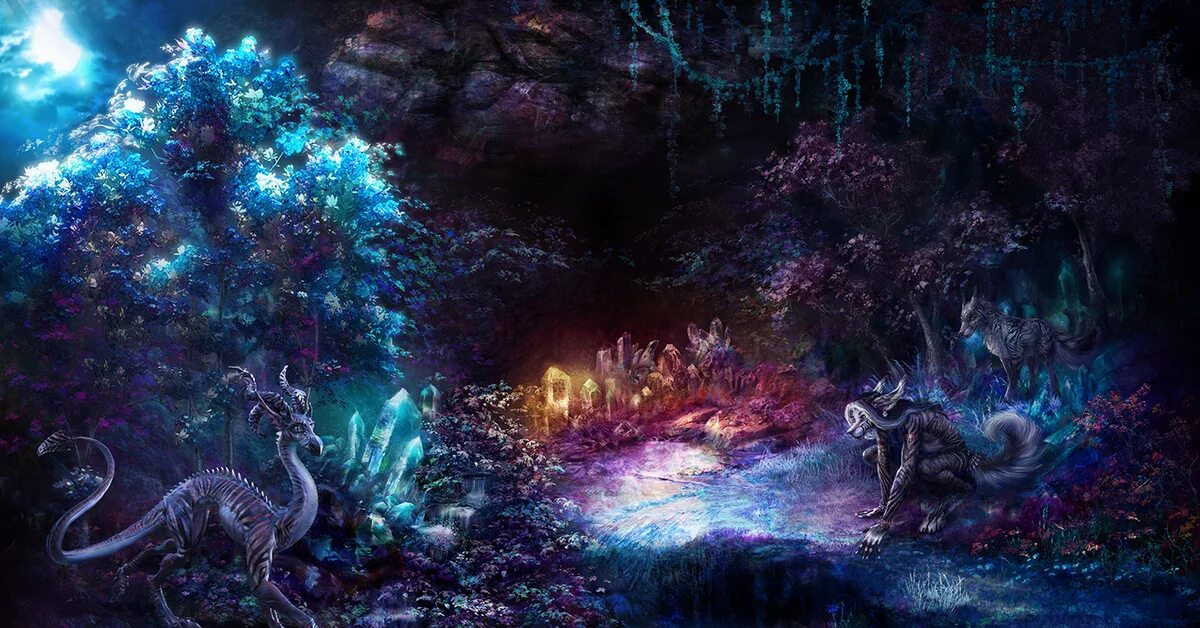 Кристальный лес. Пещера фэнтези. Кристальный лес фэнтези. Пещера дракона. Пещера с кристаллами.