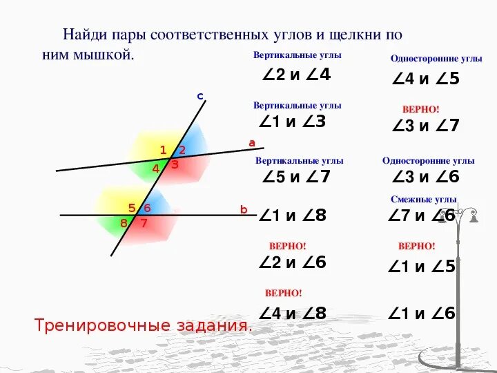 Какие из утверждений соответствуют рисунку. При каких условиях прямые параллельны 7 класс.