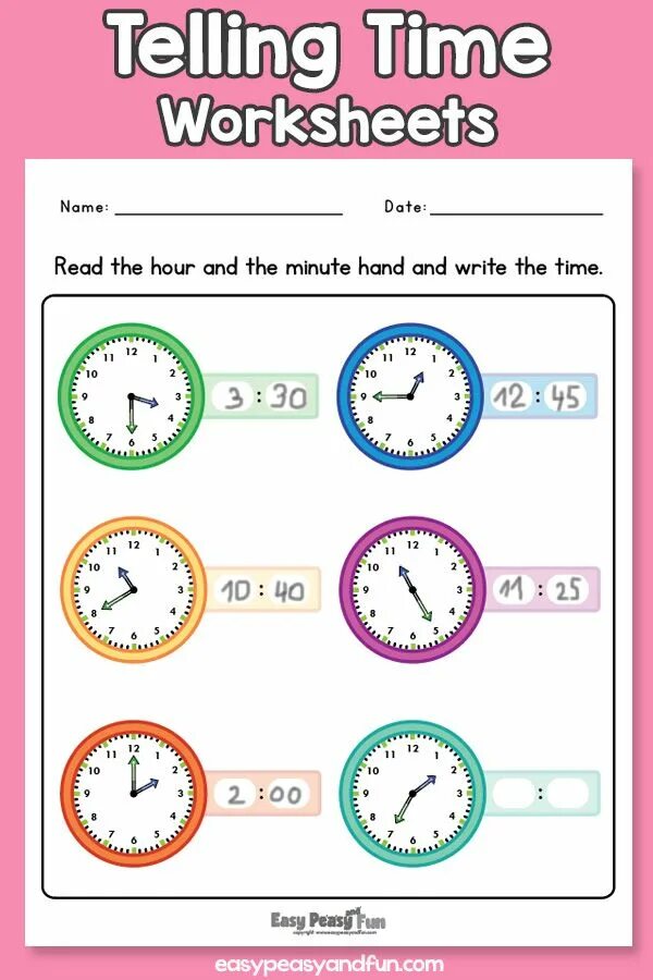Time date numbers. Time Worksheets 4 класс. Telling the time задания. Часы в английском языке Worksheet. Время Worksheets.