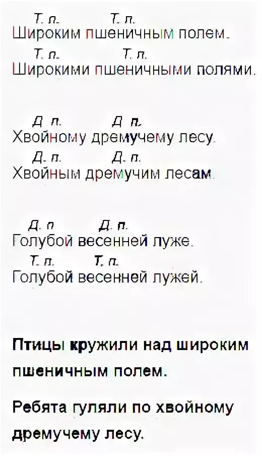 Хвойной падеж. Широкое пшеничное поле хвойный дремучий лес голубая Весенняя лужа. Широкое пшеничное поле падеж. Широкое пшеничное поле т.п ед.ч т.п мн.ч. Просклонять по падежам широкое пшеничное поле.