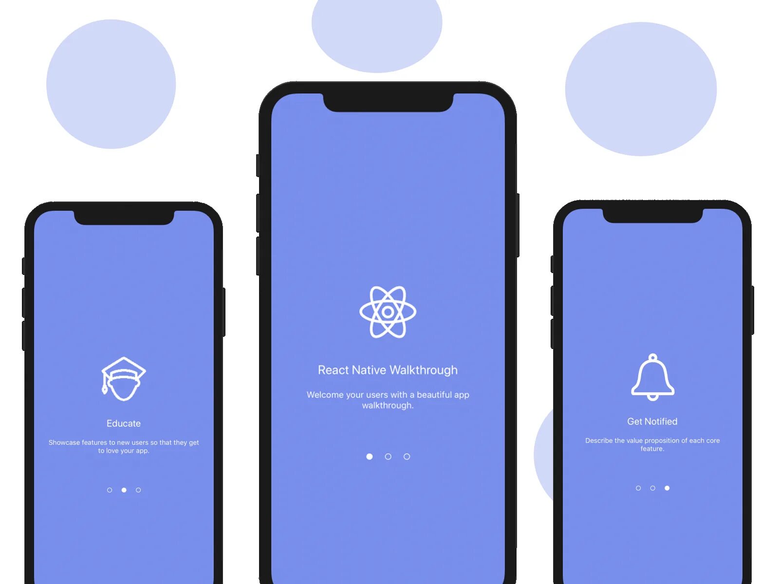 React native mobile app. React native template. react native mobile design. 3 vertical container flex react native.