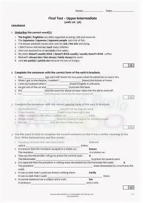 Final test 2. Тест по английскому с Intermediate на Upper Intermediate. Задания по английскому уровень Upper Intermediate. English file uppe Intermediate Test ответы Unit 2. English file Upper Intermediate Tests ответы Unit 2.