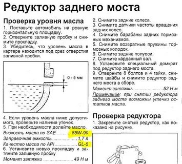 Сколько масло заливается в задний мост
