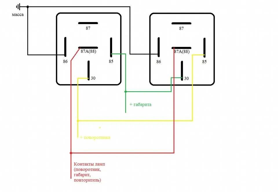 Как подключить поворотники на зеркалах ваз. Американки на 5 контактном реле. Американки схема 5 контактное реле ВАЗ. Схема подключения американок ВАЗ 2114 К габаритам. Поворотники американки схема подключения.