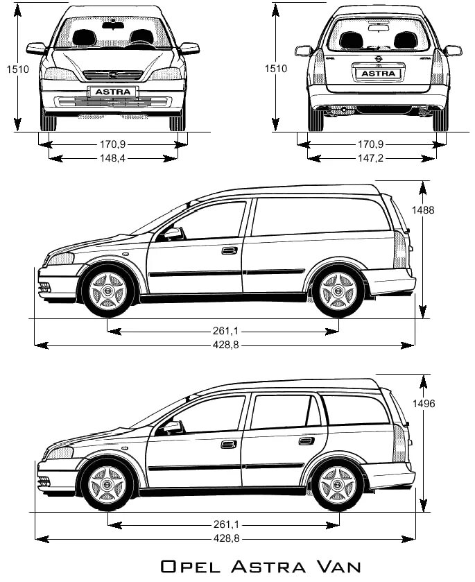 Opel Astra универсал габариты.