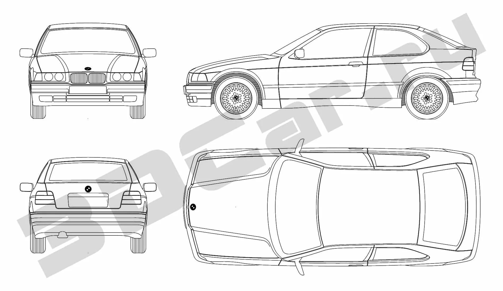 Размеры бмв е36. Габариты БМВ е36 компакт. BMW e36 чертеж. BMW 3 чертеж. BMW e36 габариты.