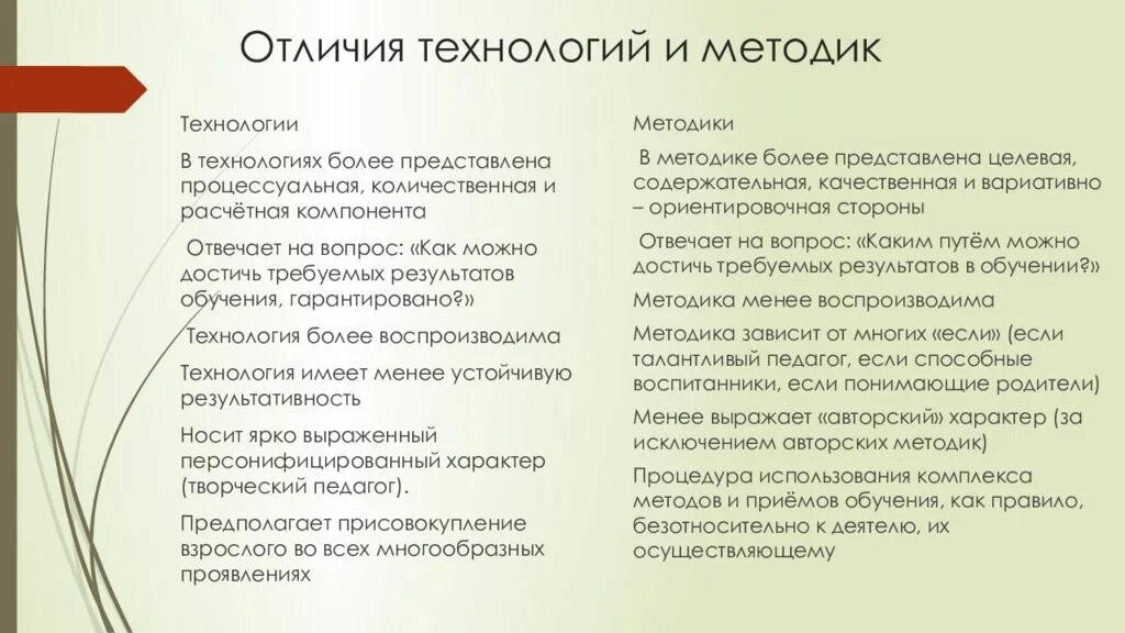 Отличие технологии от методики. Отоичие технология от методик. Методика и технология разница. Технология и методика сходства и различия. Методика и метод в чем разница