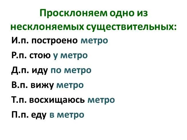 Несклоняемые существительные 5 класс карточки