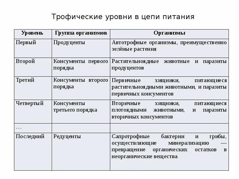 Трофические уровни пищевой цепи таблица. Трофические уровни в цепи питания. Трофические уровни экосистемы таблица. Трофические уровни экосистемы.