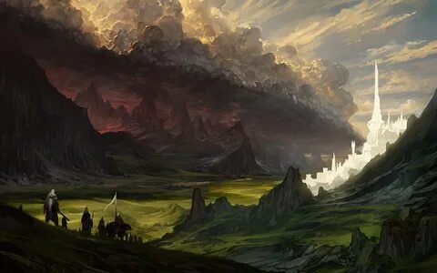 Download Lord Of The Rings Landscape Fantasy Art Wallpaper | Wallpapers.com...