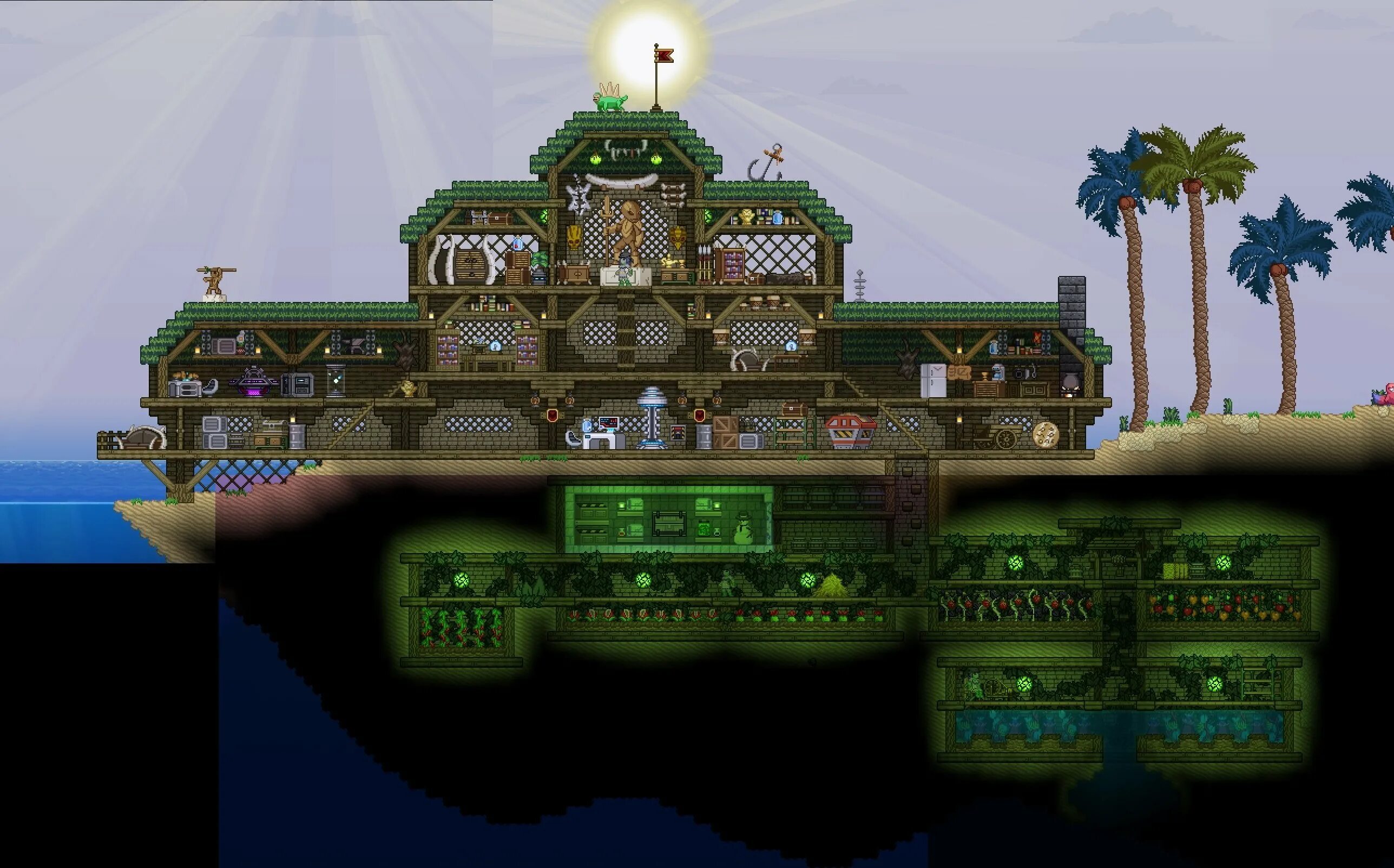 Terraria build. Красивый дом в старбаунд. Террария подводная база. Постройки корабля старбаунд. Пляжный домик террария.