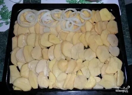 Картошка курица грибы на противне
