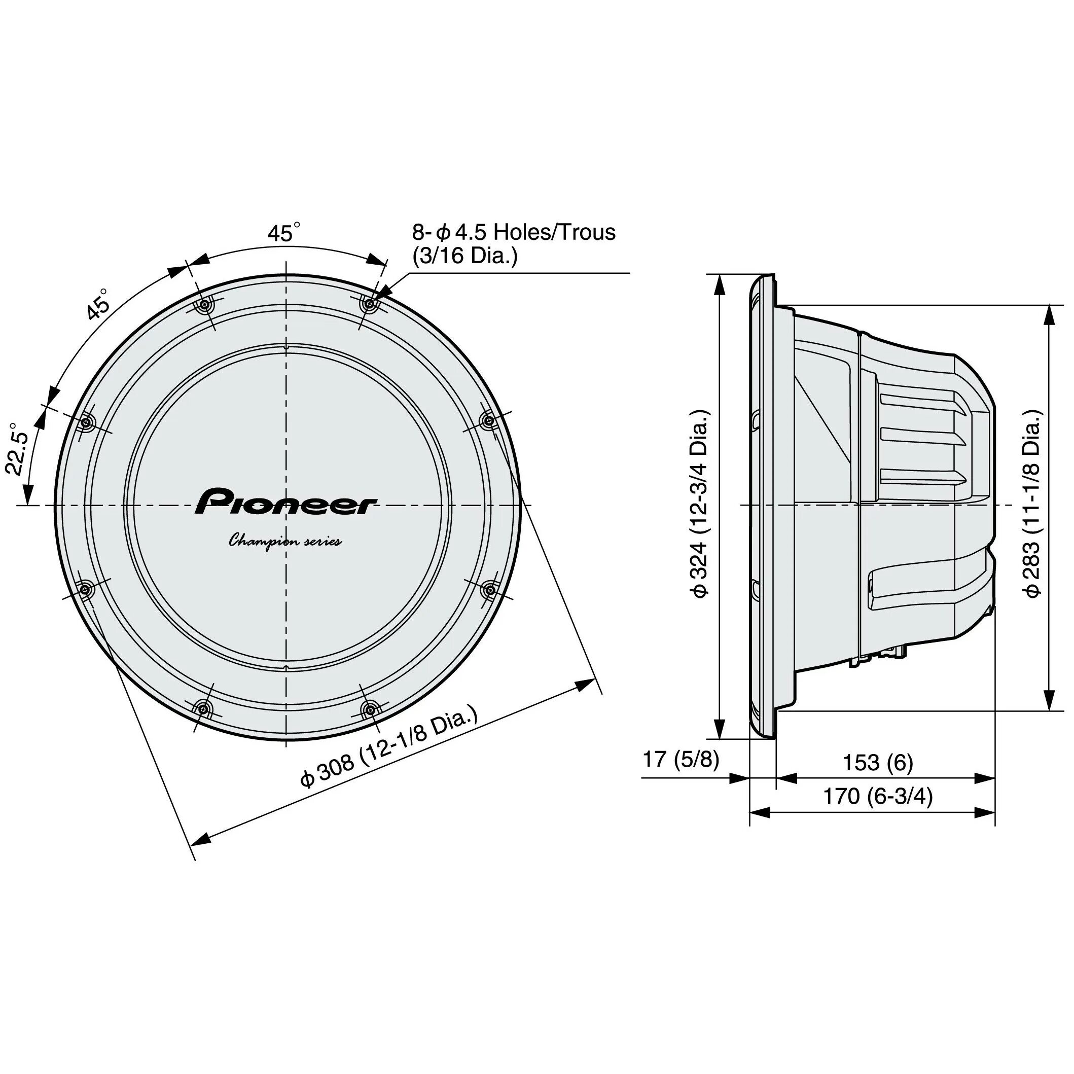 Диаметр монтажного отверстия. Диаметр кольца под 10 сабвуфер. Сабвуфер Пионер 300 диаметр. Диаметр сабвуфера 10 дюймов в см. Размер динамика сабвуфера 10.