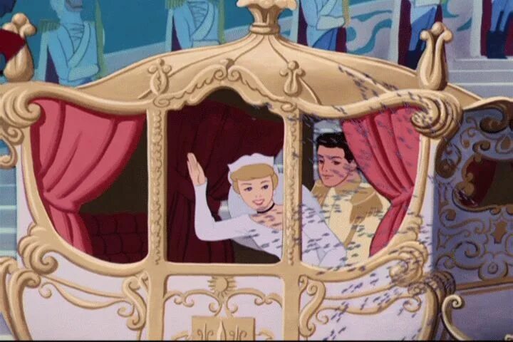 Принцессы выходят. Золушка Дисней свадьба карета. Золушка с принцем Дисней в карете. Золушка и принц в карете.