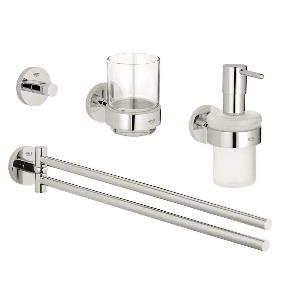 Grohe 40865000. Grohe Essentials аксессуары для ванной. Grohe Essentials набор. Grohe 40846001. Наборы для ванной хром