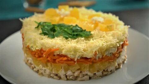 Салат слоями с корейской морковью