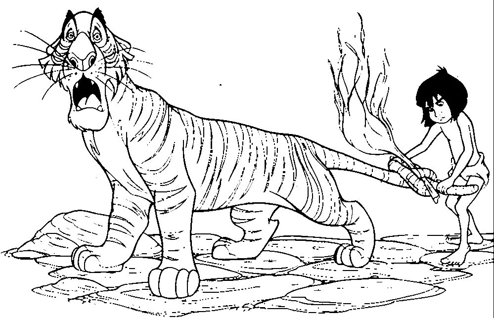 Рисунок маугли 3 класс. Тигр Шерхан из Маугли. Тигр Шерхан р.Киплинг «Маугли».. Киплинг Маугли Шерхан. Книга джунглей Шерхан и Маугли.