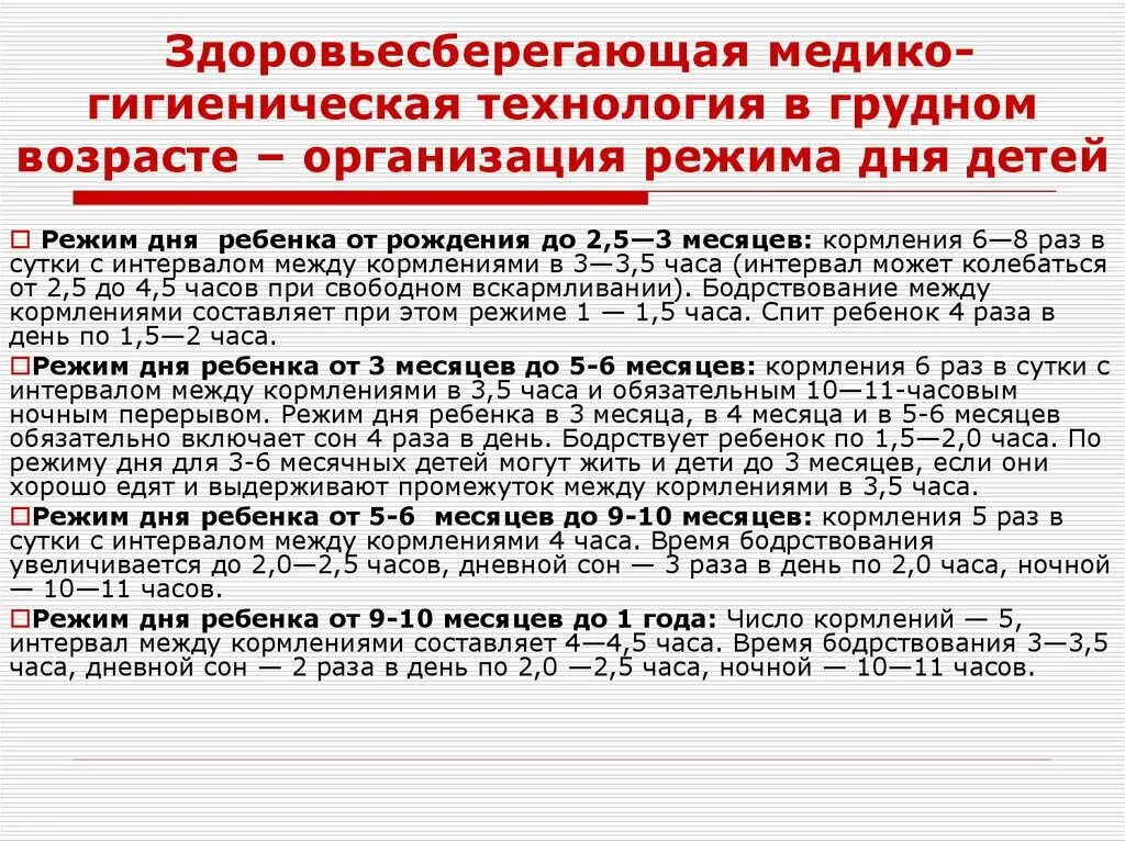 Рекомендации по режиму дня ребенка грудного возраста