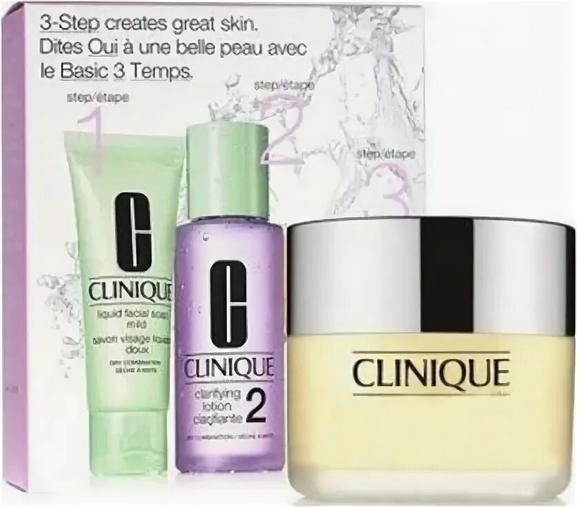 Набор Clinique 3 Step 2. Clinique набор. Косметика Клиникью наборы тушь, подводка, крем. Step skins