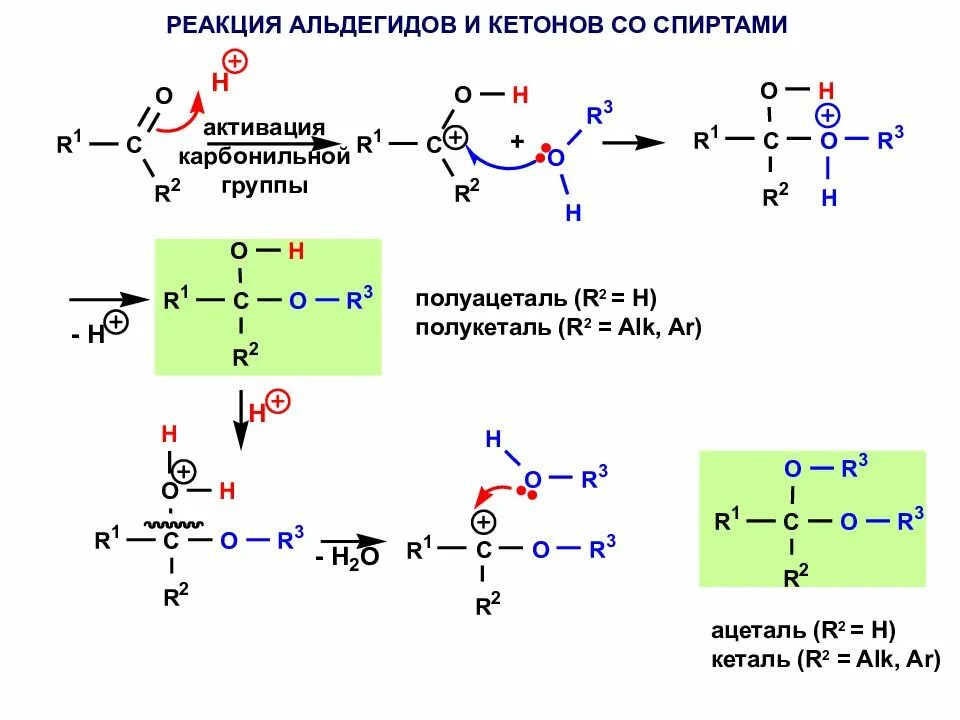 Ацетальдегид метанол реакция. Реакция присоединения спиртов к альдегидам.