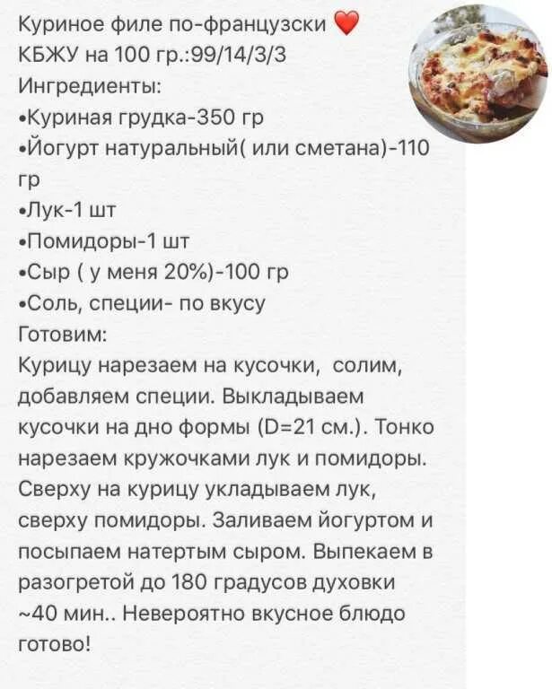 Запеченное филе кбжу